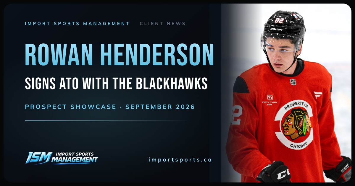 Rowan Henderson signs an ATO with the Chicago Blackhawks