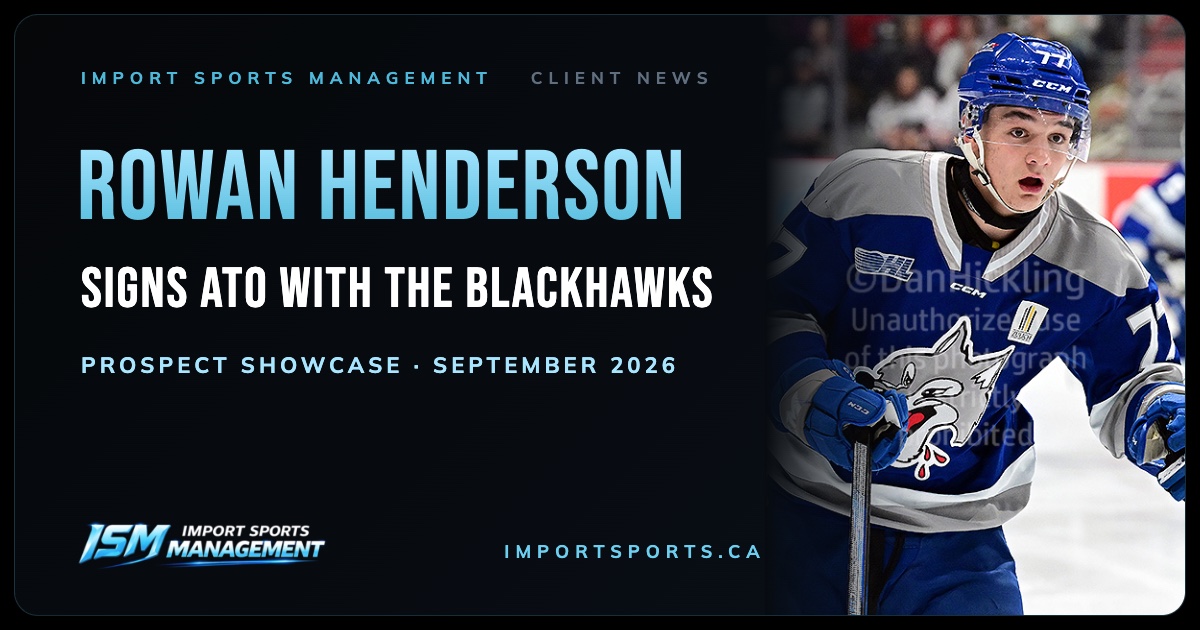 Rowan Henderson signs an ATO with the Chicago Blackhawks